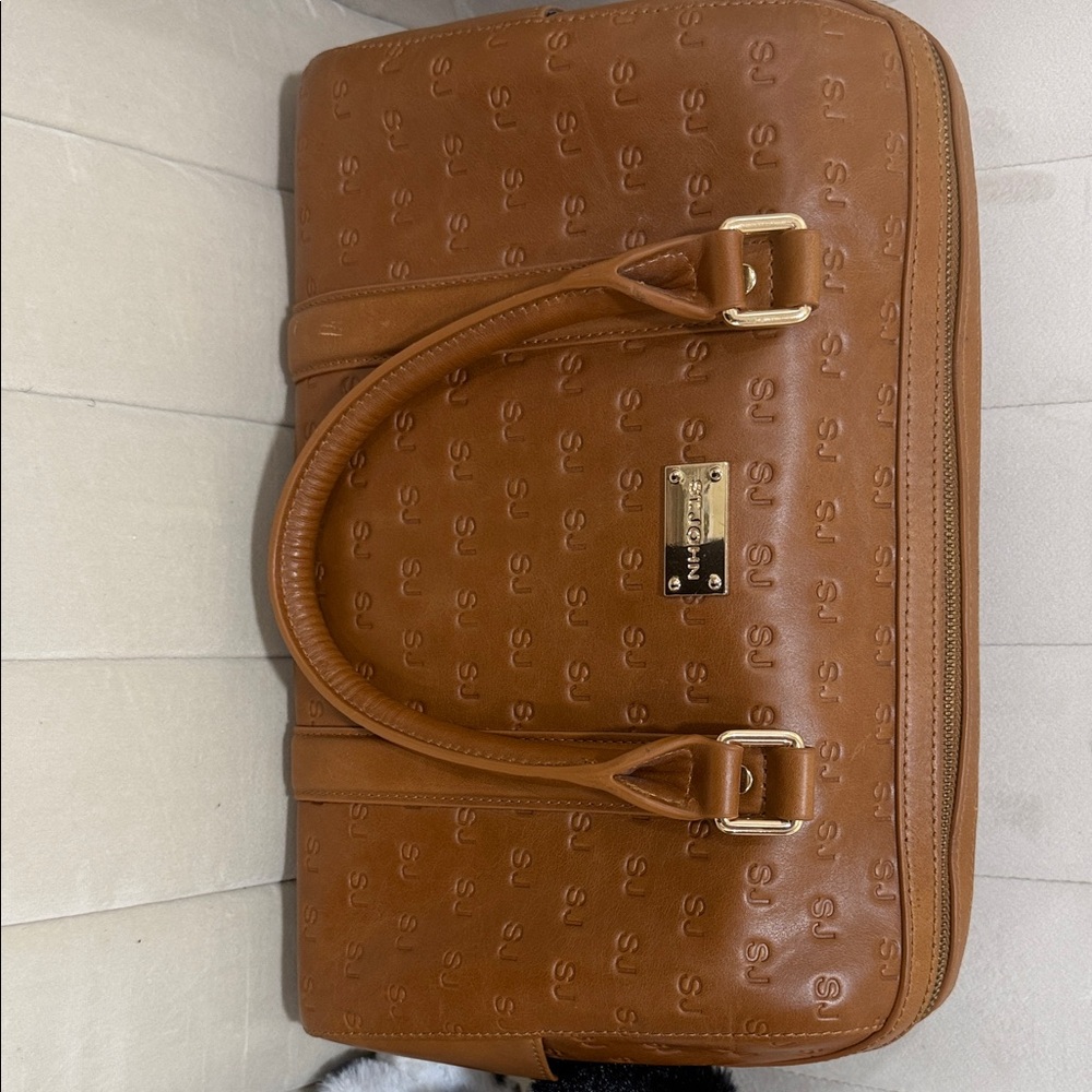 St. John Brown Embossed Shoulder Bag